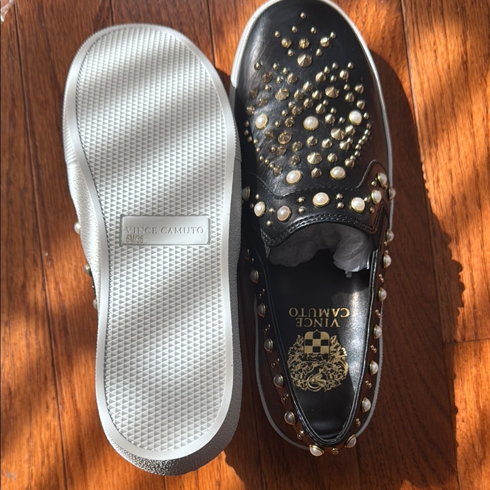 Vince Camuto Black Studded Slip-On Sneakers